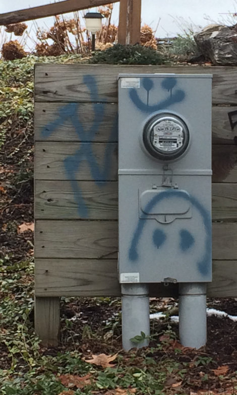 Swastika spray painted on utility panel on Division Street. Photo: Dan Ruderman