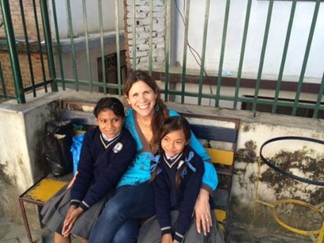Caroline, Nisha and Nirmala, in the girls' school.