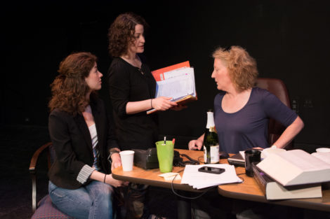 Bridget Saracino, director Nicole Ricciardi, and Tod Randolph during rehearsal of 'The How and Why.' Photo by Enrico Spada.