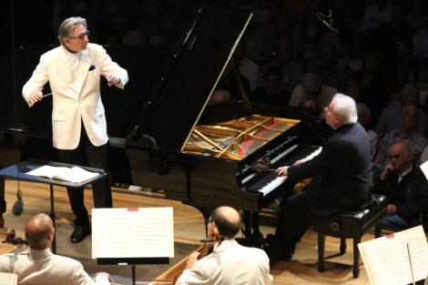 Michael Tilson Thomas led the BSO in Mozart's Piano Concetro No. 14 with soloist Emanuel Ax, Photo: Hilary Scott