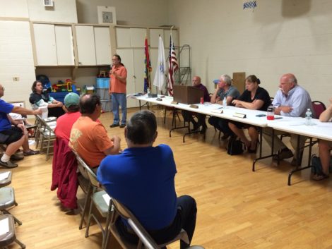 Larry Gould responds to questions from town residents.