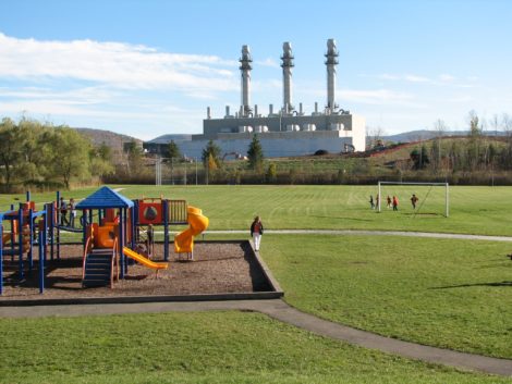 The Allendale Elementary School playground. At the far edge of the playground is Hill 78. Photo: David Scribner
