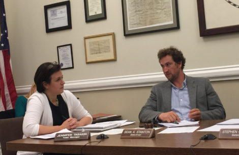 A grim Selectboard Chair Sean Stanton and Town Manager Jennifer Tabakin