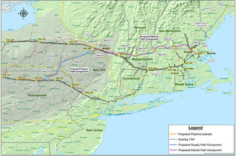 Kinder Morgan's Northeast Direct (NED) natural gas pipeline extending from New York, through the Berkshires, and to the ports of eastern New England and Canada.