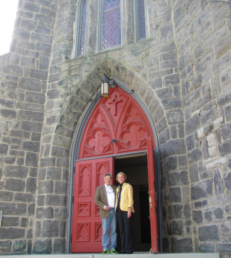Fred and Sally Harris at the entrance to St. James Place.