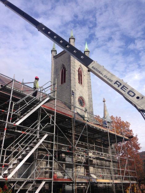 The roof, walls and bell tower of the 159-year-old church have been reinforced and stabilized.