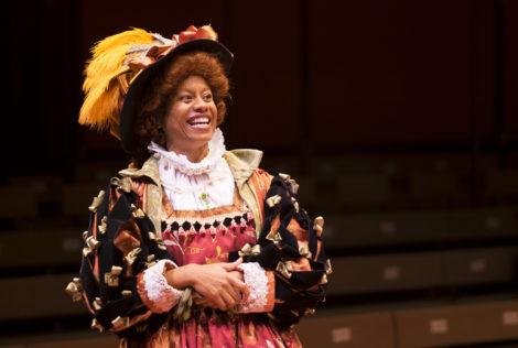 Nehassaiu deGannes as Lady Davenant, the owner/manager of The Duke’s Company.