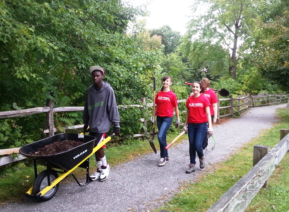 Simon's Rock students participating in a recent Rock the Community event.