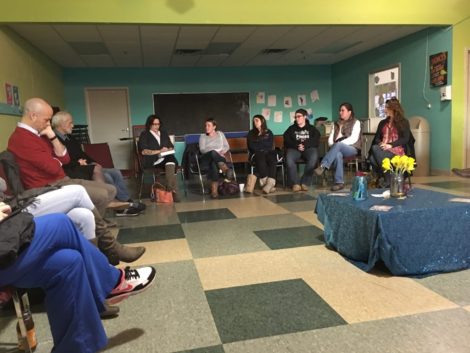 An earlier D.O.P.E. meeting at Berkshire South, led by Jennifer Wheeler (center, with gray sweater). Photo: David Scribner