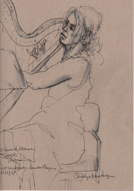 Harpist Elizabeth Morse. Illustration: Carolyn Newberger