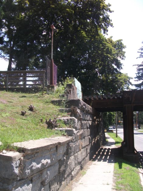 Great Barrington's smallest town park, a tiny triangle of land. Photo: Bernard Drew