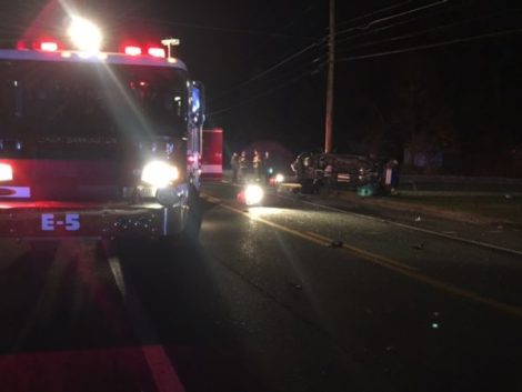The Great Barrington Fire Department, along with Great Barrington Police and Southern Berkshire Ambulance, responded to a two-vehicle crash Friday evening, Nov. 4. (Courtesy Photo)