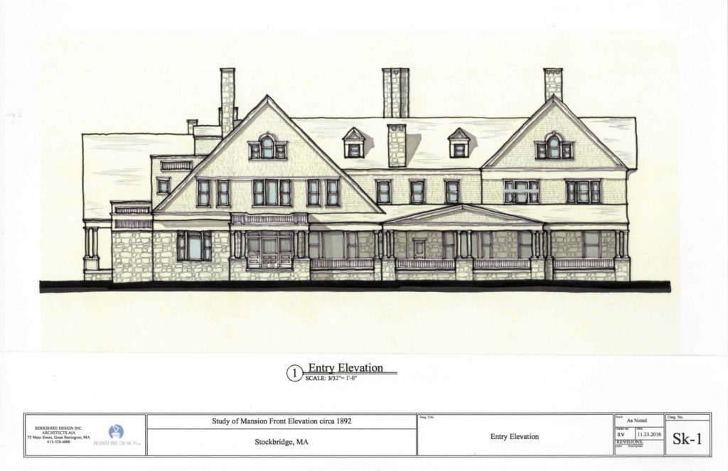 A preliminary rendering of a redevelopment of the Gilded Age mansion, built in 1892 as Bonnie Briar.
