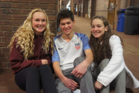 From left, MMRHS sophomore students Reeve Schroeder, Aidan Santos, and Fionna Shea who watched 'Hidden Figures.' Photo: Hannah Barrett