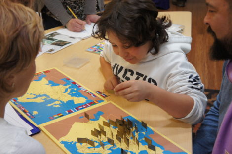11-year-old Julian demonstrating a pin map. Photo: Hannah Barrett
