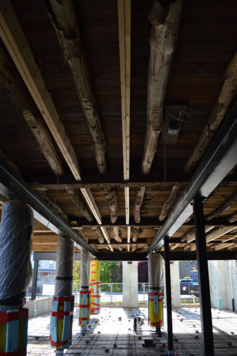 The former United Methodist Church in Great Barrington was lifted up on beams in 2015. Development has continued. Photo: Gabriel Napoleon