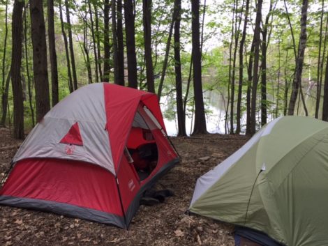 The author's campsite at Flying Deer on Mother's Day. Photo: Hannah Van Sickle