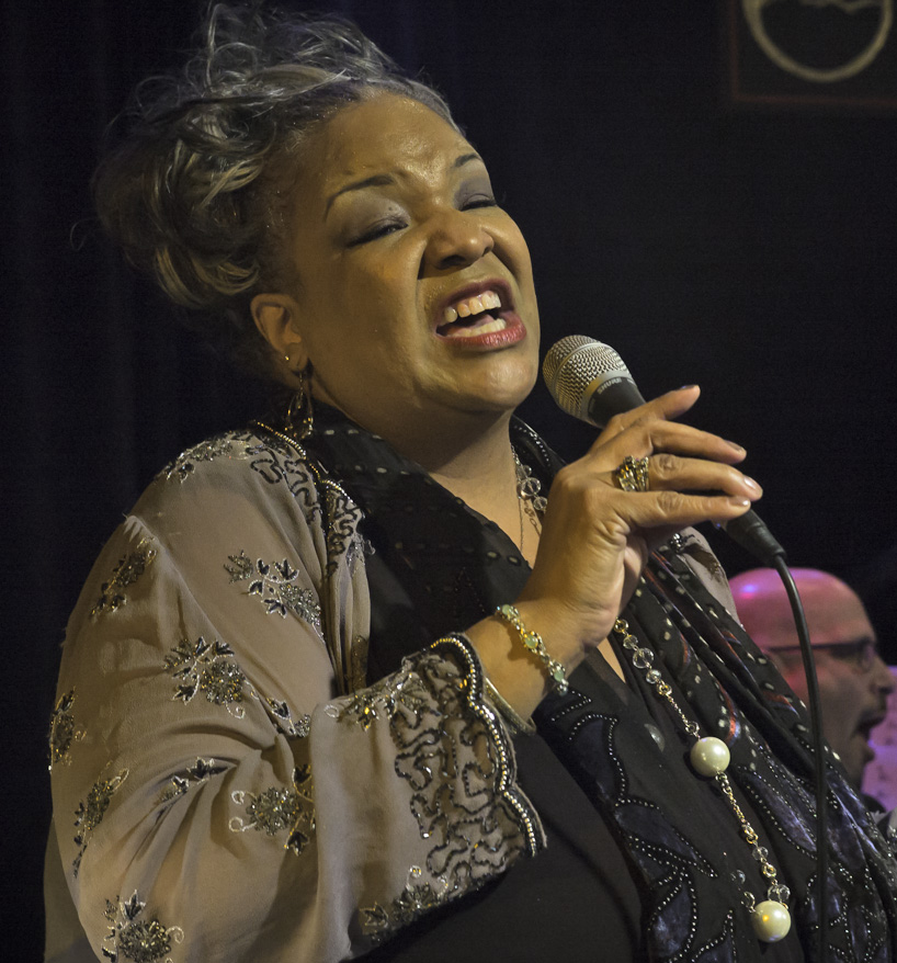 Wanda Houston performing a tribute to Ella Fitzgerald at the Vermont Jazz Center in Brattleboro, Vermont, in December 2016. Photo: Jeff Lewis, courtesy Vermont Jazz Center