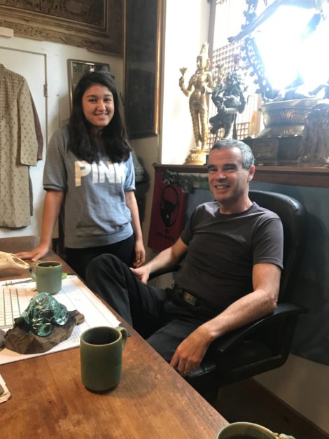 Bill Talbot with his daughter, Hannah, in the Asia Barong office. Photo: Victor Feldman