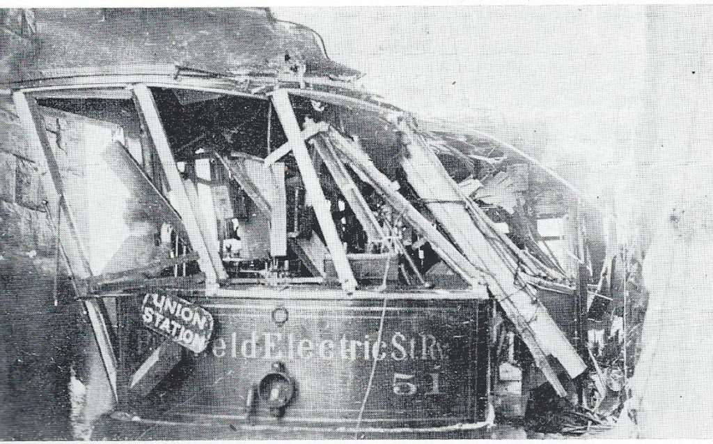 Gaffney Bridge accident, 1910. Photo courtesy 'Berkshire Street Railway' by O. R. Cummings