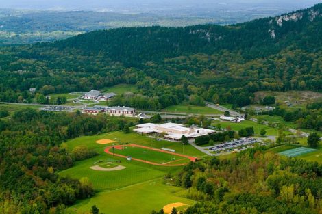 An aerial view of the campus of Berkshire Hills Regional School District schools.