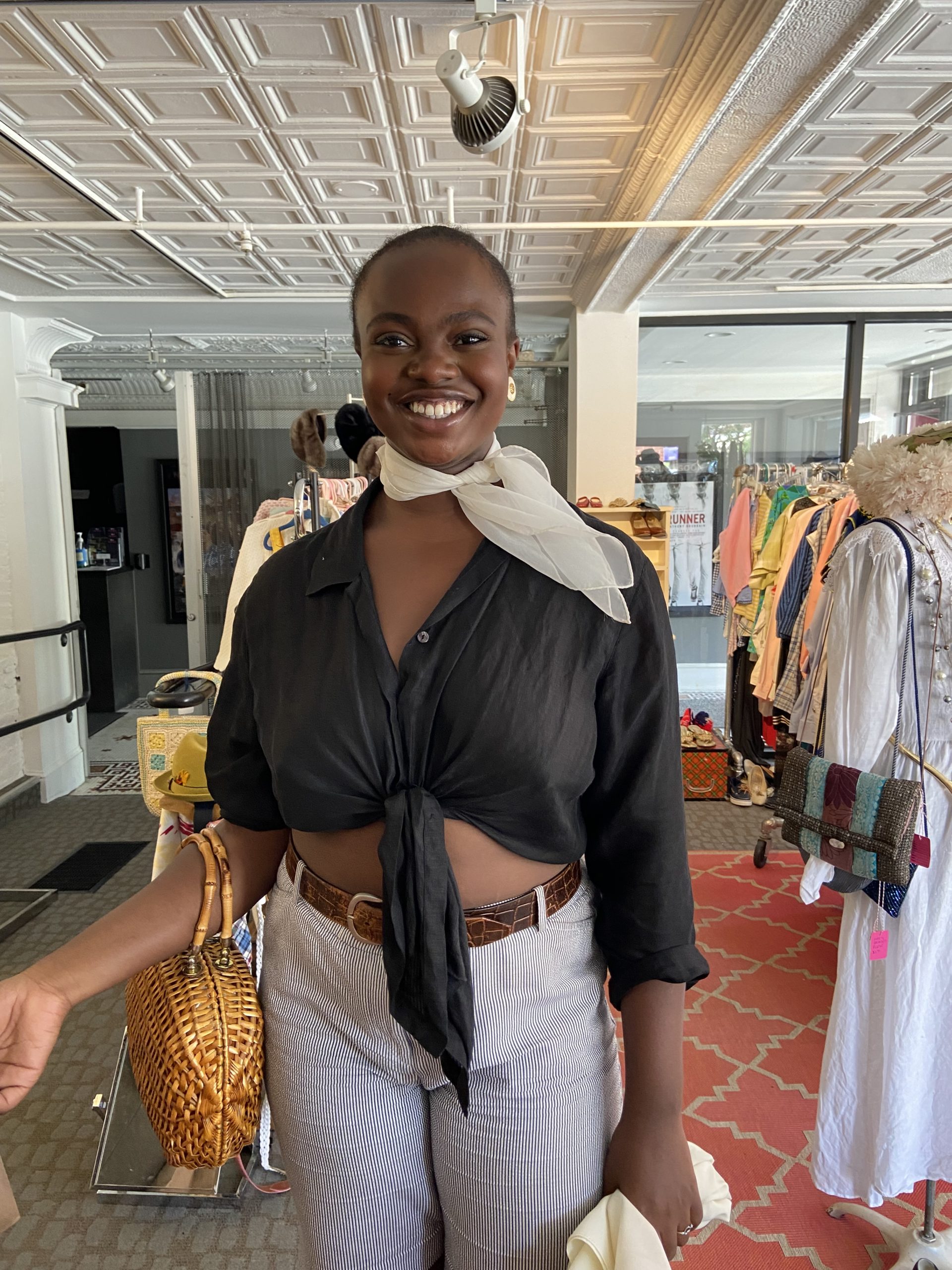 A purse found at a vintage shop.