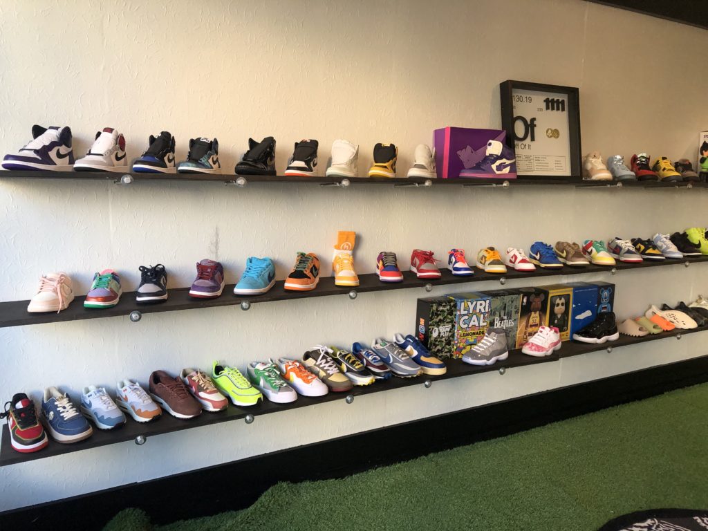 collectible shoes on display