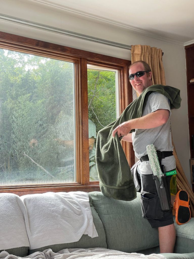 Window washer Dan Orcutt