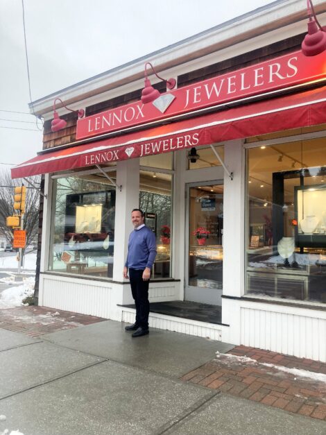  NOW: The old Betros Market is now the home of Lennox Jewelers, shown here with proprietor Dino Zabian. Photo by Gary Leveille