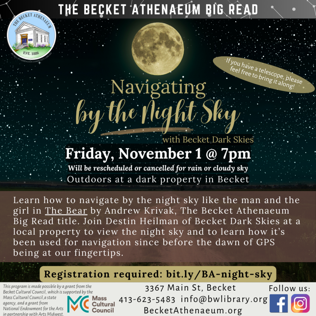 Navigating by the Night Sky with Becket Dark Skies BecketAthenaeum