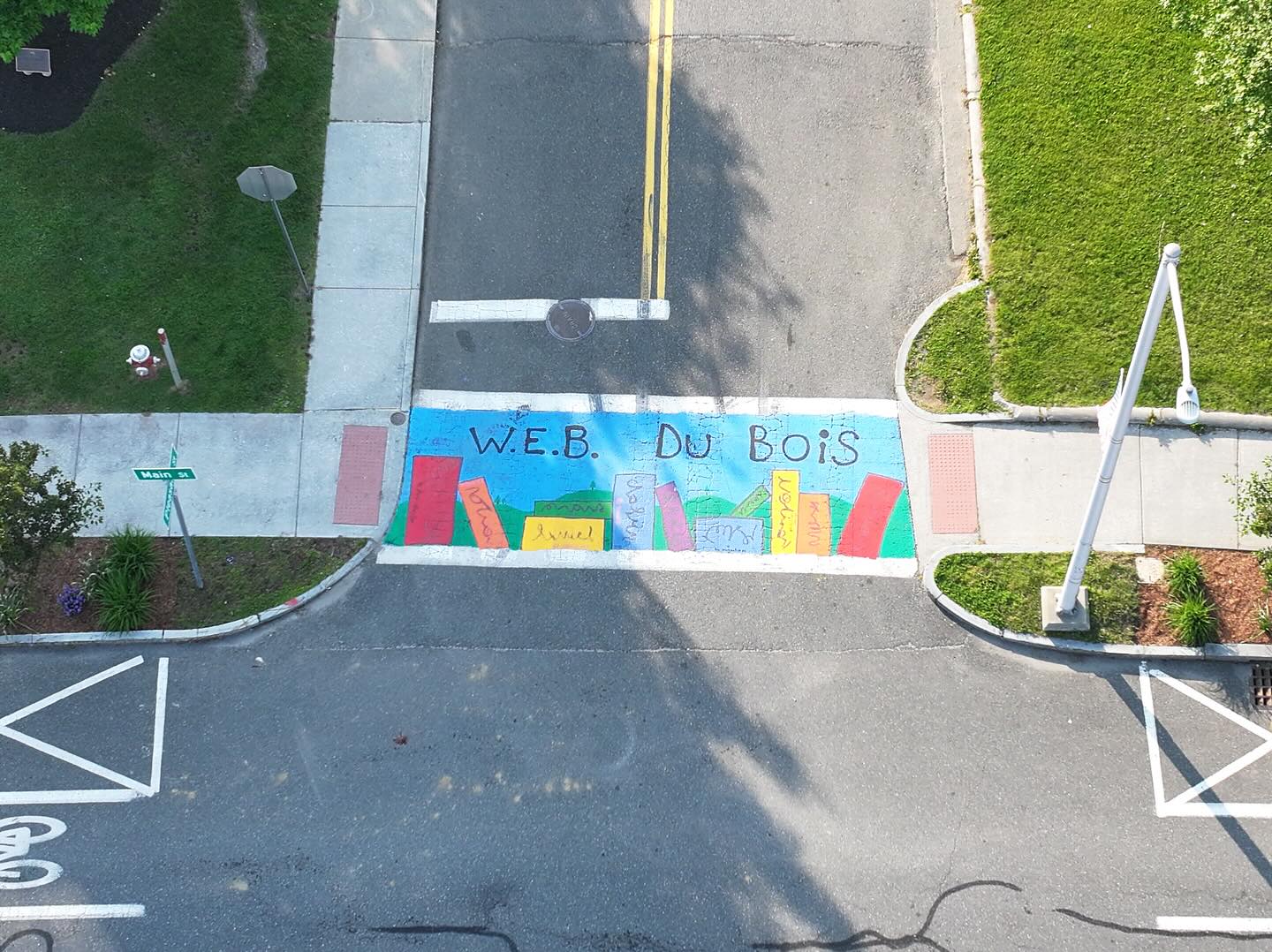 An aerial view of one of the two completed crosswalks. Photo submitted.