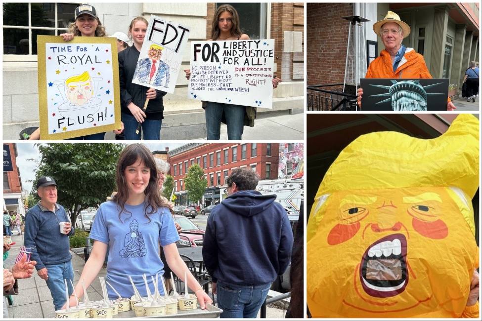 Many of the protestors brought with them signs protesting the Trump Administration, while there were a few in the crowd wearing costumes. SoCo Creamery of Great Barrington handed out free ice cream to protestors. Photos by Marcie Setlow.
