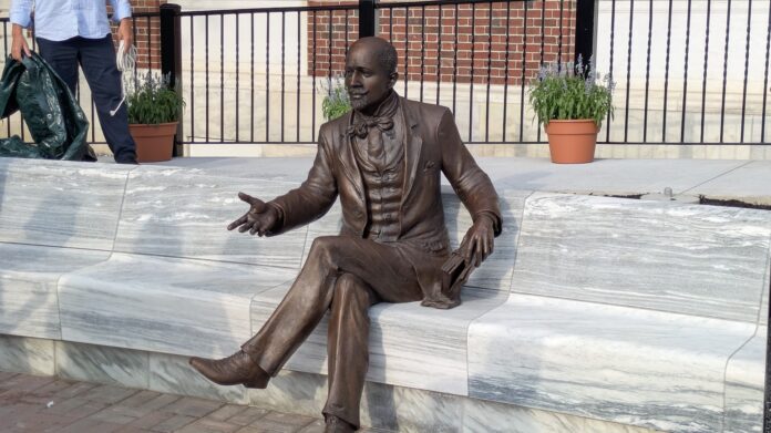 The W.E.B Du Bois sculpture, which was unveiled at a private event for donors and local media on Thursday, July 17. Photo by Shaw Israel Izikson.