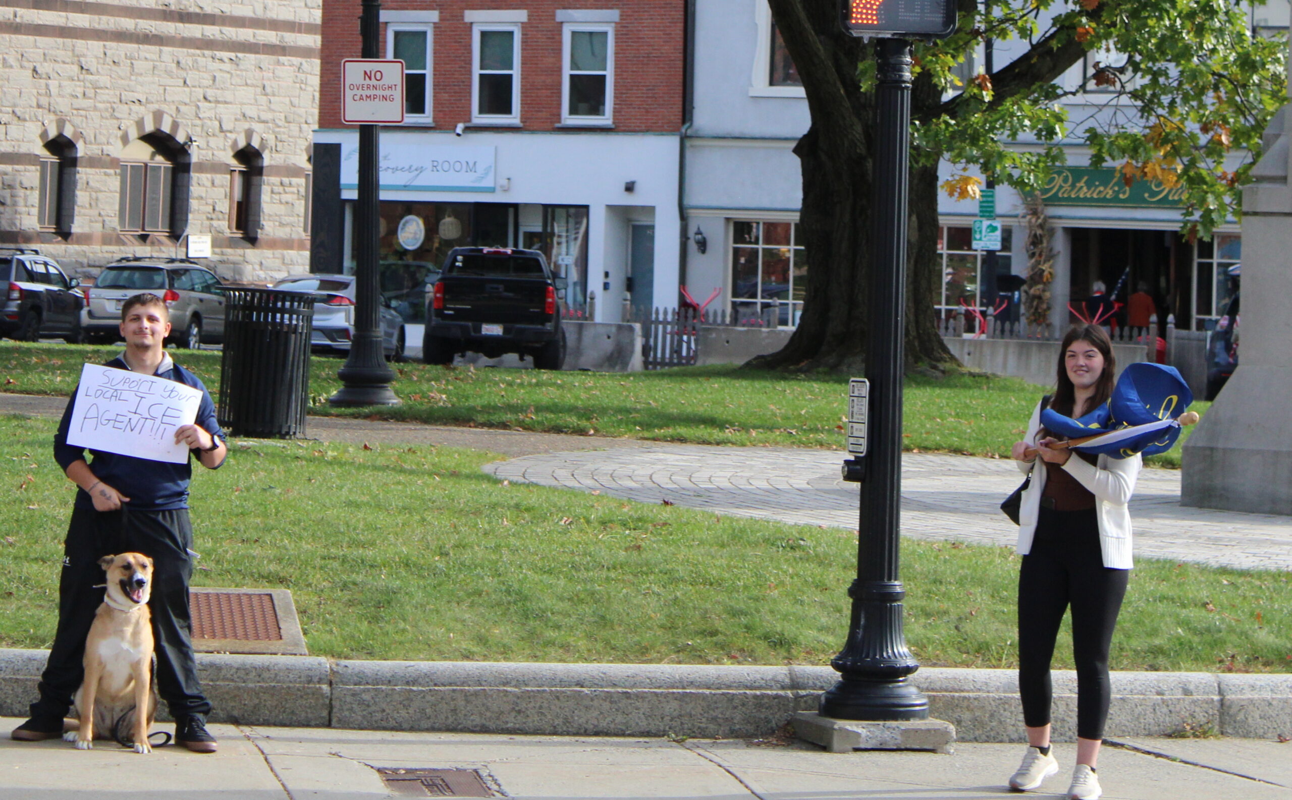 Some of the 10 pro-Trump supporters at Park Square at a counter rally to No Kings. Photo by Shaw Israel Izikson.