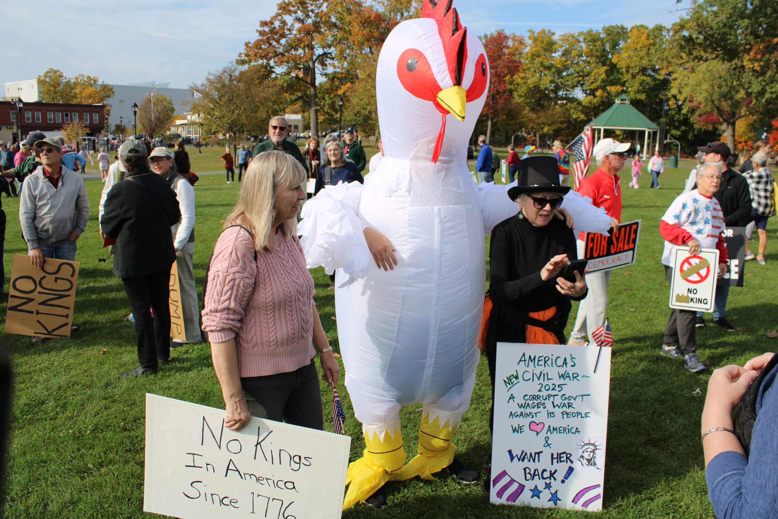Some of the over 3,000 attendees of the No Kings Rally at The Common in Pittsfield on October 18. Photo by Shaw Israel Izikson.
