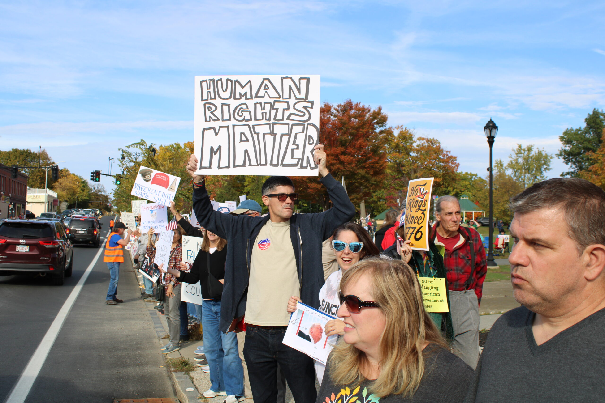 Participants at the No Kings Rally held at the Common in Pittsfield Saturday, October 18. Photo by Shaw Israel Izikson.