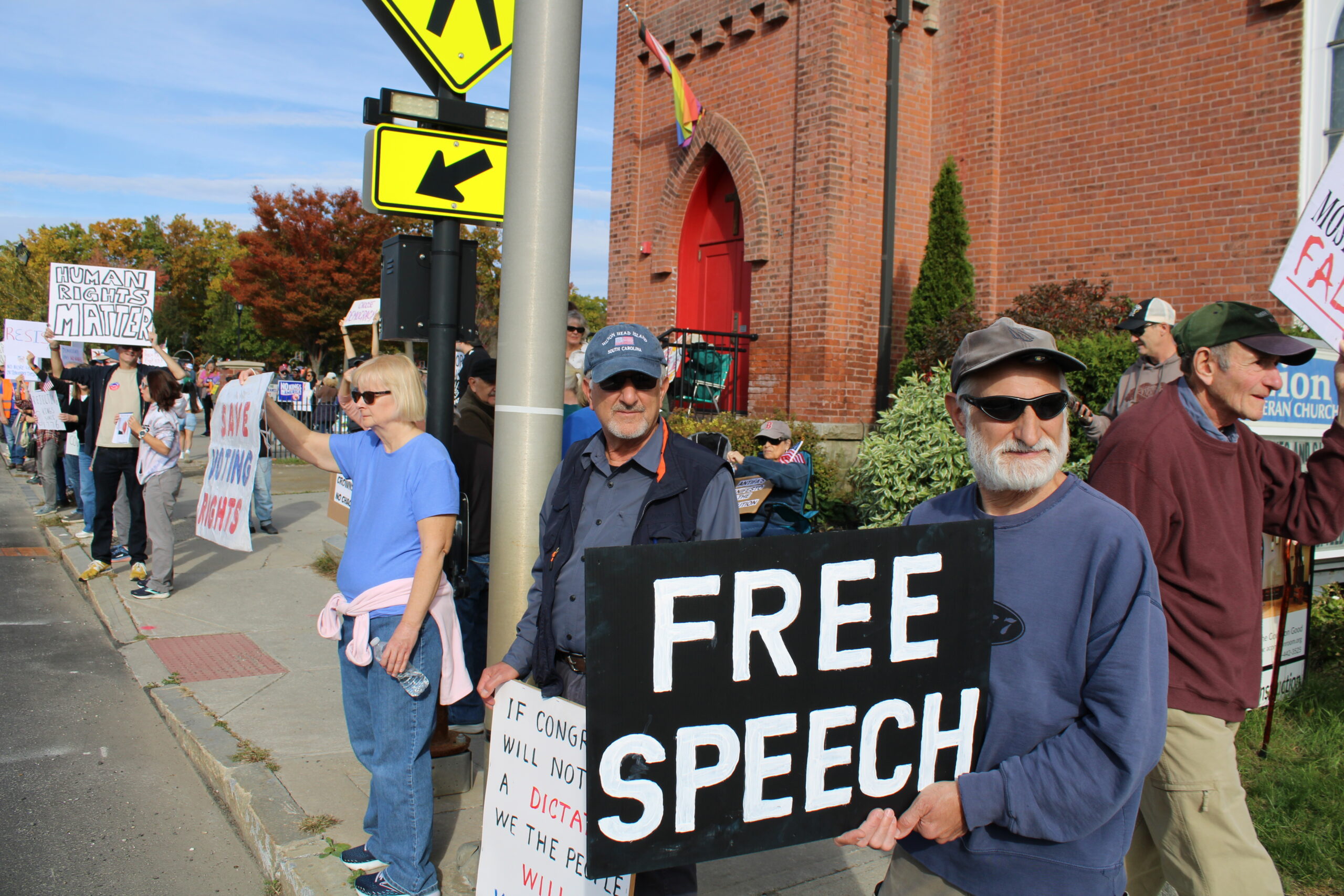 Participants at the No Kings Rally held at the Common in Pittsfield Saturday, October 18. Photo by Shaw Israel Izikson.