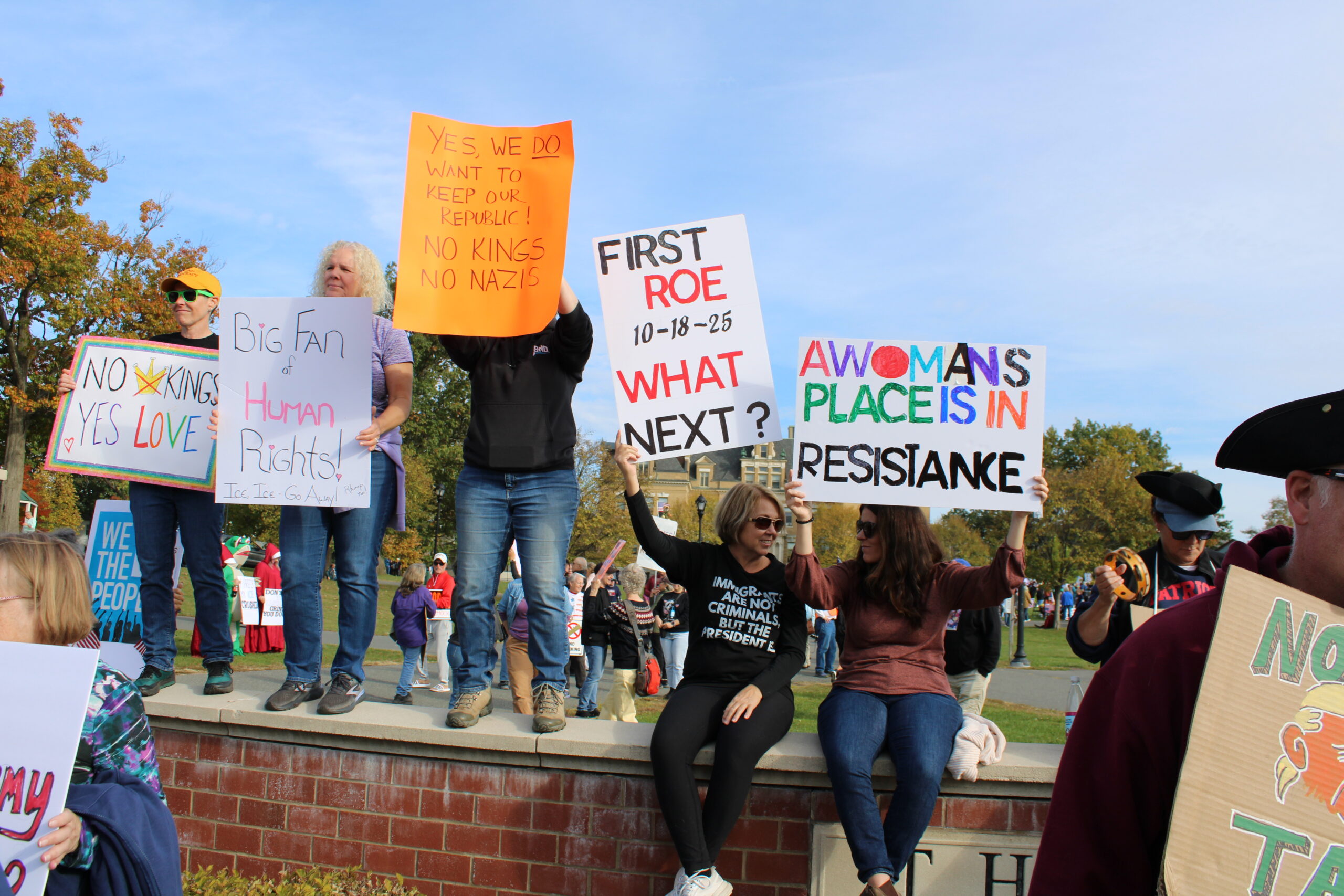 Some of the over 3,000 attendees of the No Kings Rally at The Common in Pittsfield on October 18. Photo by Shaw Israel Izikson.
