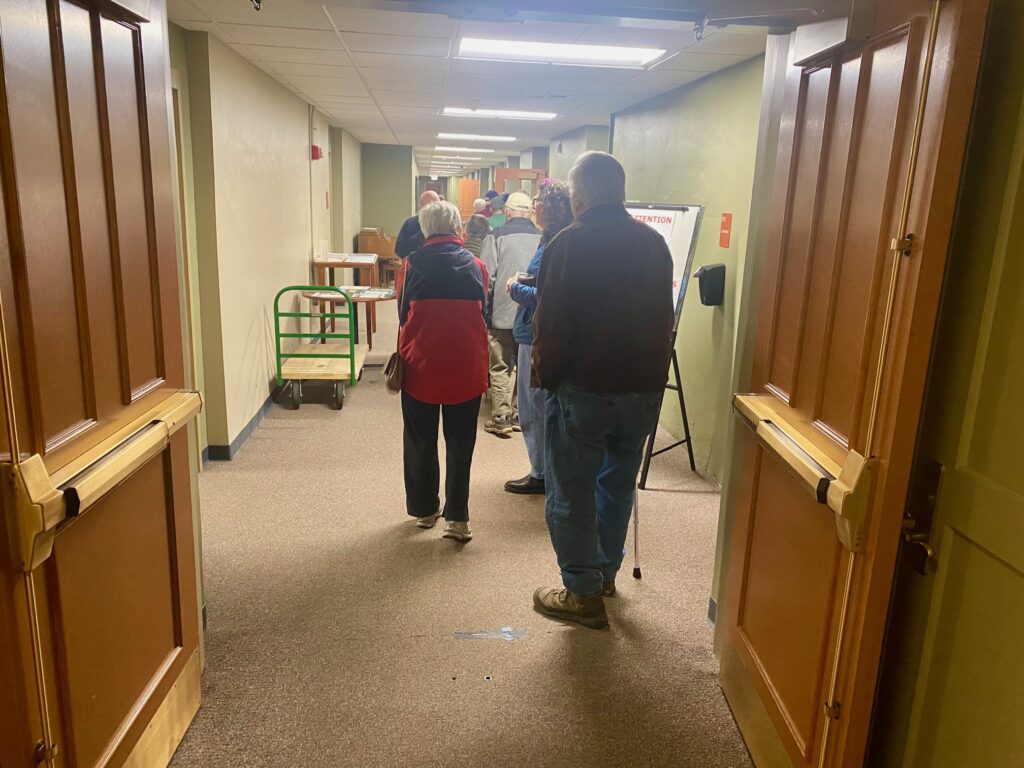 Stockbridge voters line the hallways of the town's senior center on November 4. Photo by Leslee Bassman.